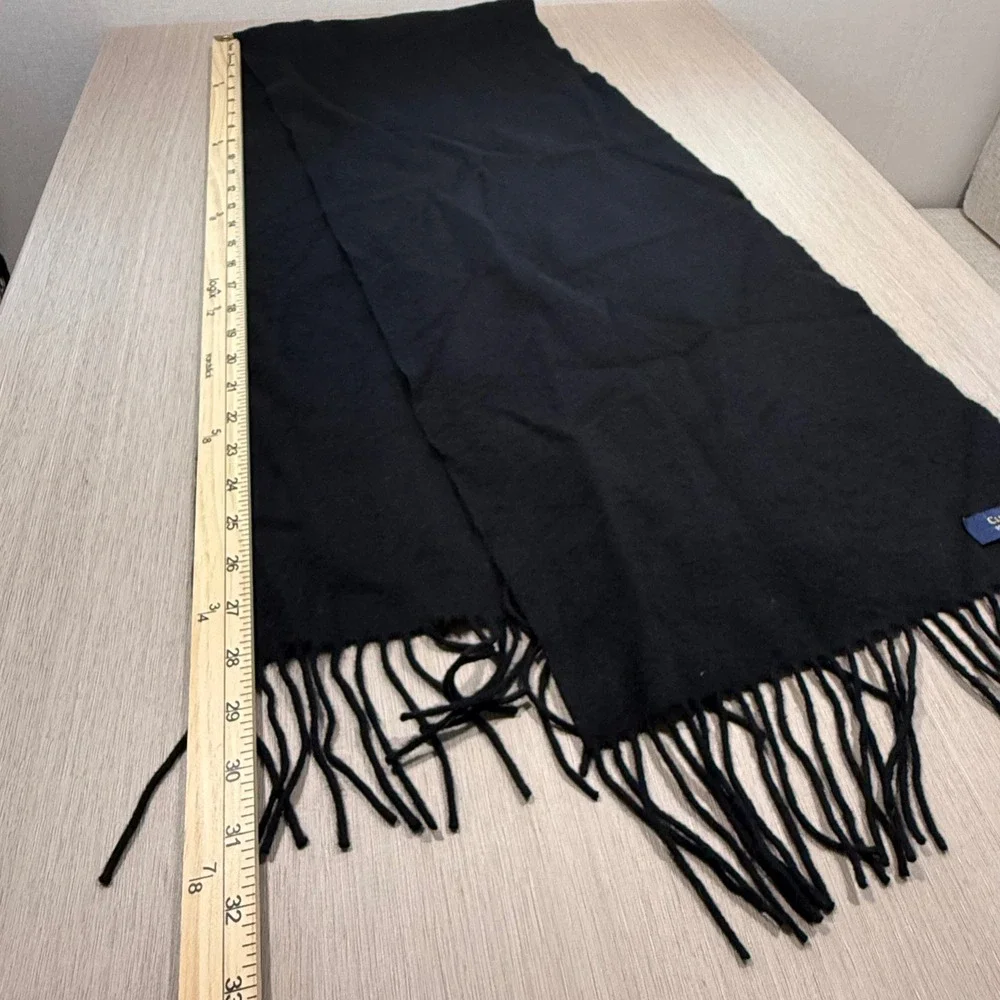 Club Room Mens Black 100% Cashmere Scarf Fringed Winter Neckwear 0986